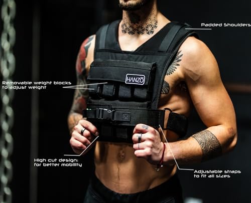 Premium Adjustable Weighted Vest 25lbs-65lbs for Men & Women - Fitness & Calisthenics